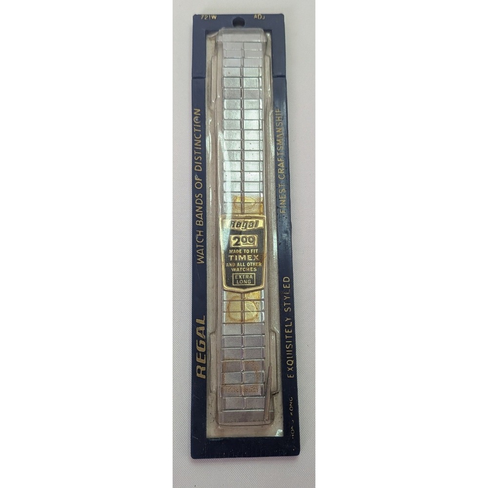 Regal Watch Band Unisex Extra Long Silver NEW Vintage 200 Expansion Brick Link